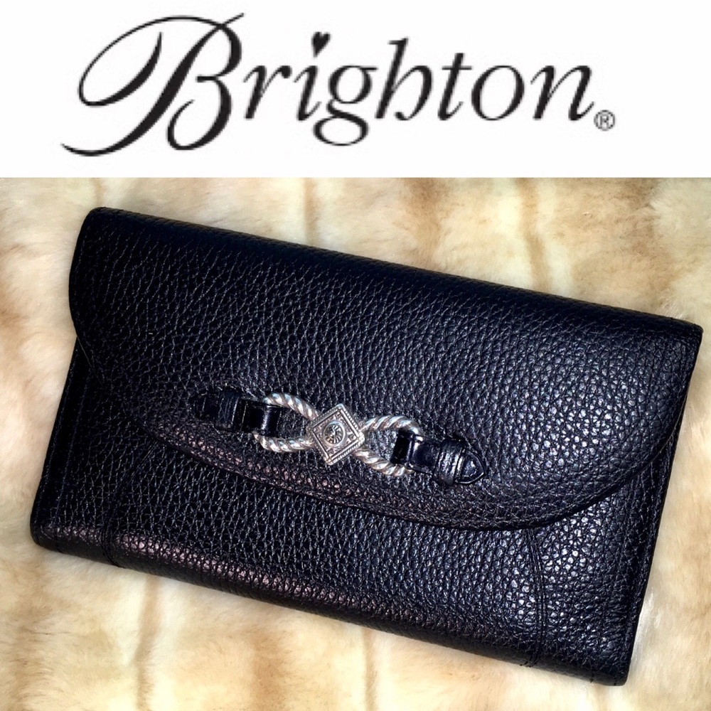 BRIGHTON black pebble leather wallet